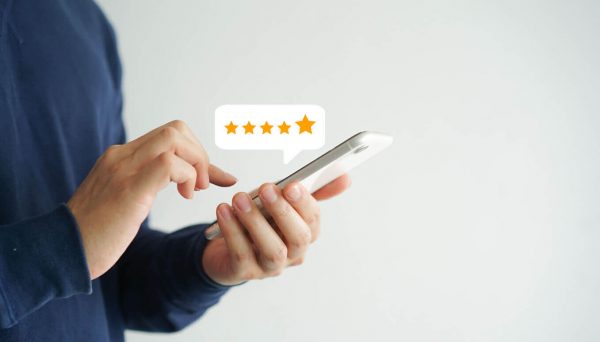 Using phone to write 5 star review