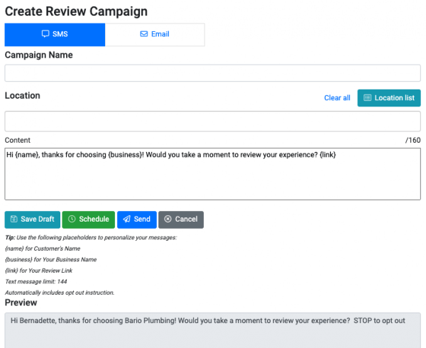 Create Review Campaign