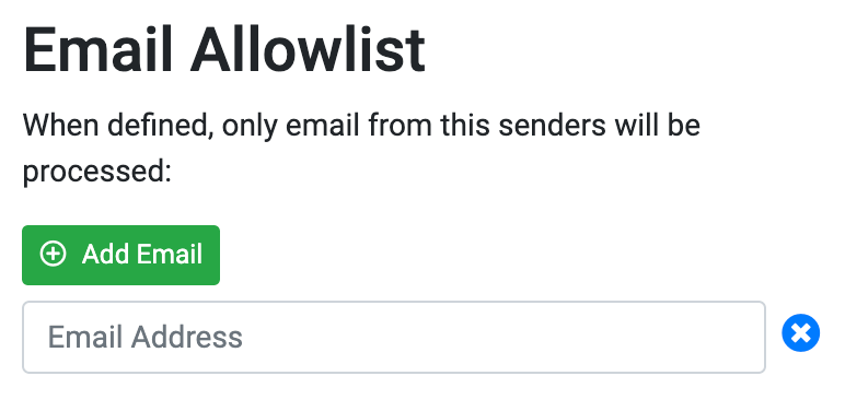 Email Allowlist Settings