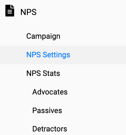 NPS Settings Menu