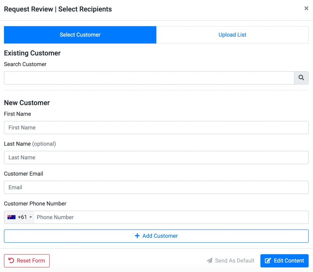 Request Review Form