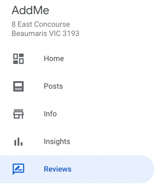 Google business profile settings menu for reviews