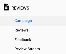 Reviews Campaign Menu