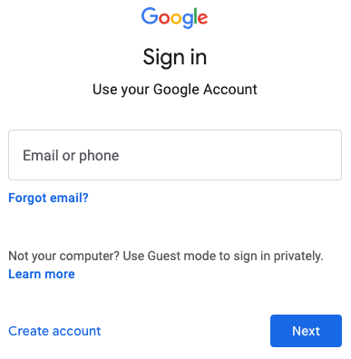 Google Account Sign In Page