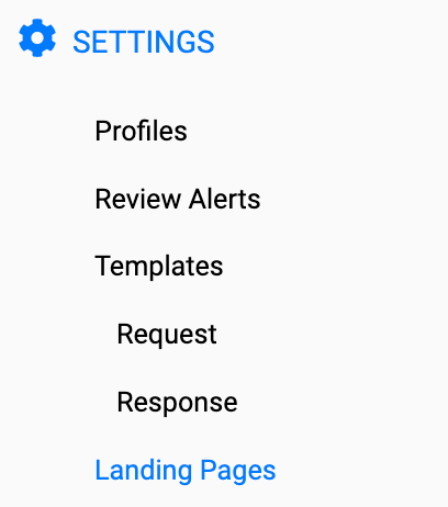 Settings Landing Pages