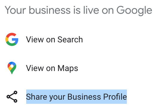 Share your Business Profile Button